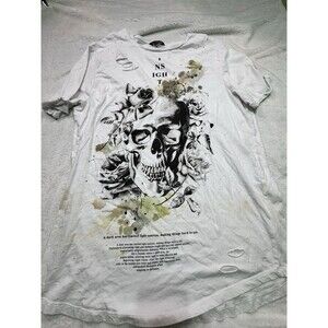 Twisted Soul Distressed Men’s T Shirt White 2xl Skull/ Insight /limited Light